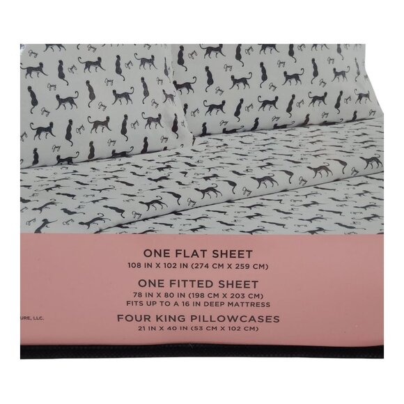 Juicy Couture King Sheet Set With Leopard Print & 4 King Pillowcases Polyester - Picture 4 of 8